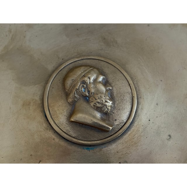 19th-Century Italian Grand Tour Brass Tazza With Classical Portrait Medallion For Sale - Image 4 of 7