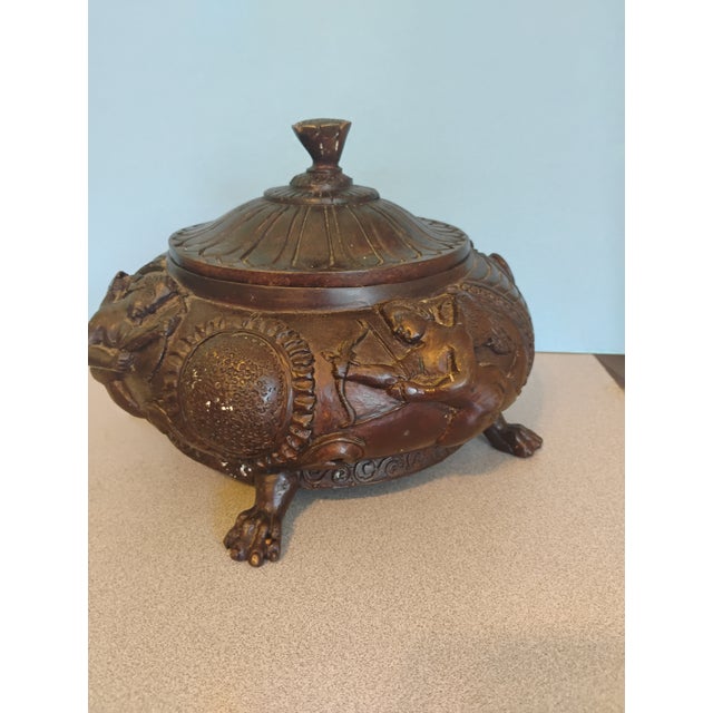 Miaitland Smith Cast Bronze Neoclassical Urn, Cherub and Sunflower design. Very heavy weight, 12" in diameter and 8 "...