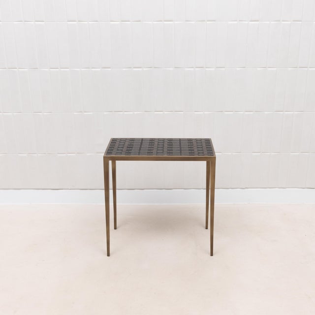 Black Set of 3 Nesting Tables in Black Shagreen and Black Pen Shell With Bronze Patina Brass by R&y Augousti For Sale - Image 8 of 12