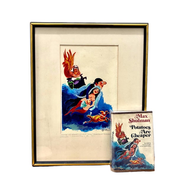On offer is an original sketch done in watercolors and acrylic for the book jacket of humorist Max Shulman's 1971 novel,...