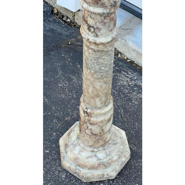 Italian Italian Cararra Marble Pedestal Stand For Sale - Image 3 of 6