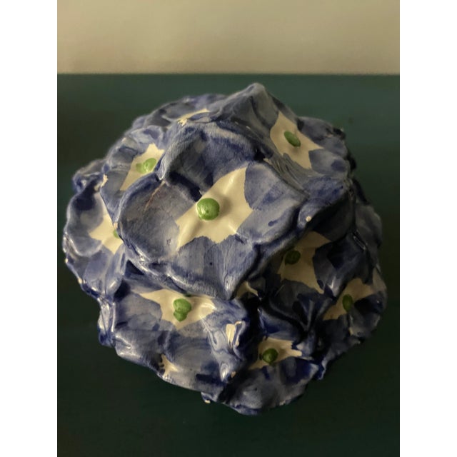 Italian Mid 20th Century Majolica Blue and White Rounded Boxes-Set of 2 For Sale - Image 9 of 12