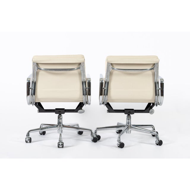 Eames for Herman Miller Tan Cream Office Chairs in Schumacher Vegan Leather For Sale In Detroit - Image 6 of 11