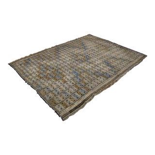 Vintage Turkish Cicim Kilim Rug With Geometric Grid Pattern & Muted Earth Tones For Sale