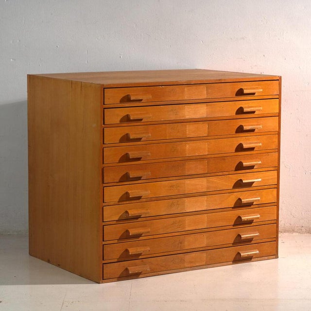 Vintage Plan Chest in Beech Wood, Central Europe, 1960 For Sale - Image 14 of 14