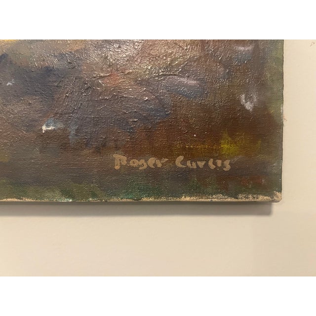 Textile Roger Curtis (1910-2000), Vintage Abstract Coastal Oceanscape, Amazing Blue Hues, Signed For Sale - Image 7 of 7