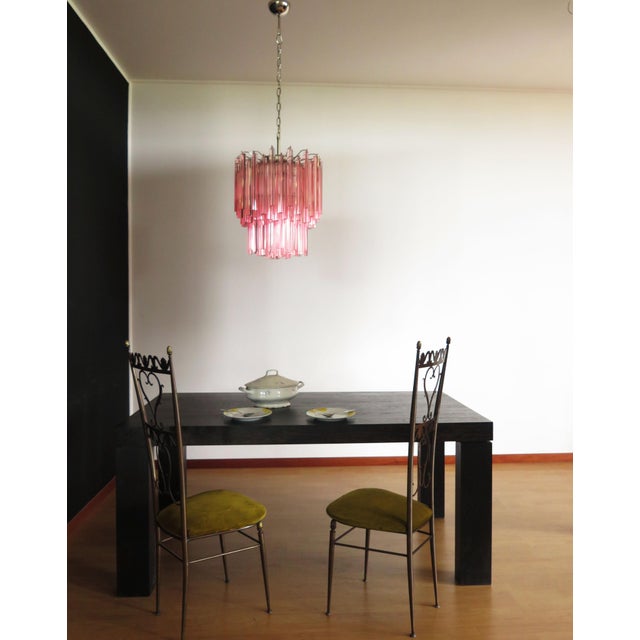 Murano Chandelier 107 Pink Triedri , 1990 For Sale - Image 14 of 18