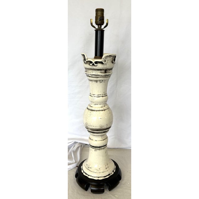 Vintage Chinese Glazed Pottery Gu-Form Lamp Circa 1970's For Sale - Image 13 of 15