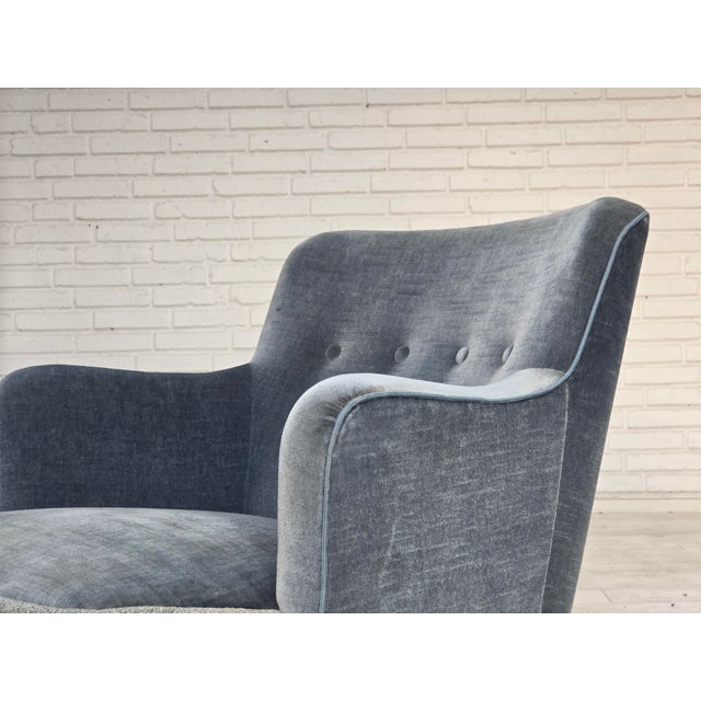 Vintage Danish Lounge Chair in Furniture Velour and Beech Wood, 1960s For Sale - Image 9 of 18
