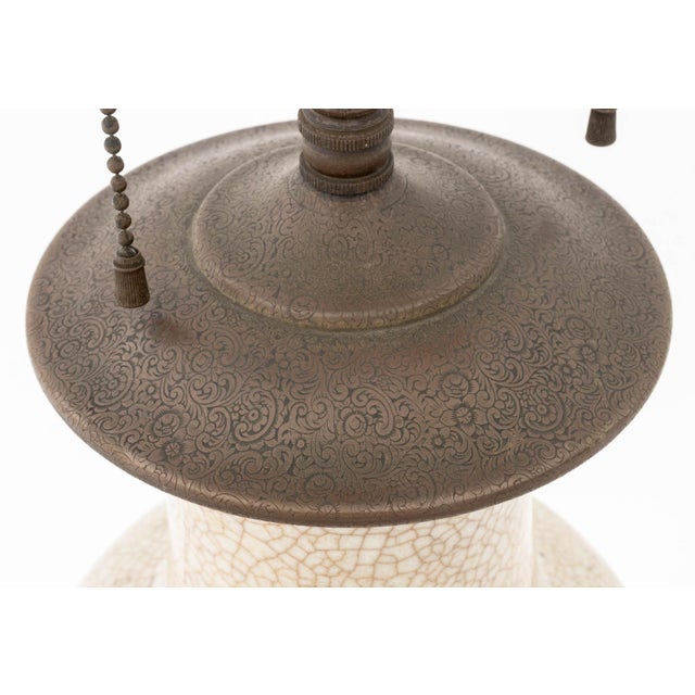 Metal Chinese Ge Type Porcelain Vase Mounted as a Lamp For Sale - Image 7 of 7