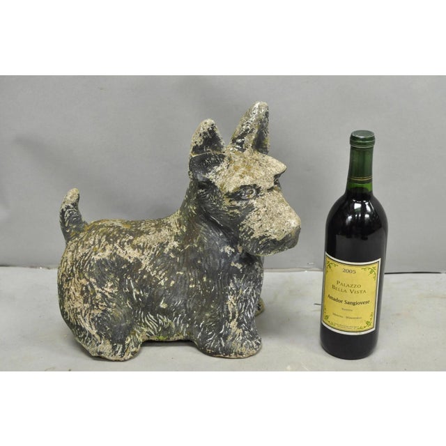 Vintage Scottish Terrier "Scotty Dog" 12" Small Cast Stone Concrete Garden Figure Statue with Attractive Weathered Finish....