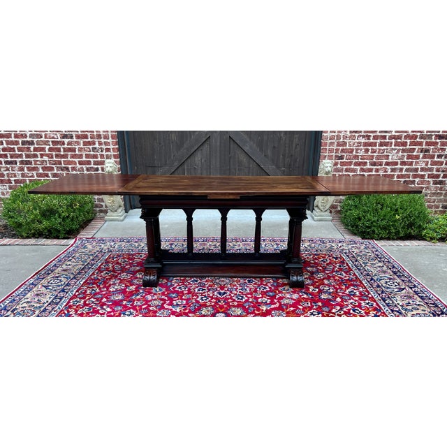 Antique French Dining Table Draw Leaf Altar Table Carved Oak Superb Mid-19th C For Sale In Dallas - Image 6 of 12