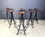 Vintage brutalist bar stools with solid wooden seats and beautifully crafted wrought iron bases. 1960s - Germany Very...