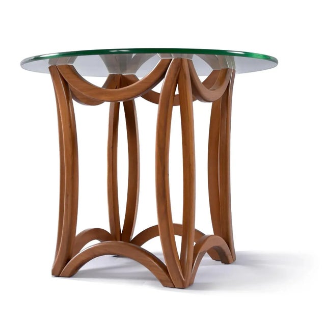 Mid-Century Modern Sculptural Bentwood Pearsall Style Glass Top Pedestal Side Tables For Sale - Image 6 of 10