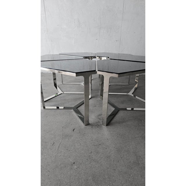 Donghia Donghia Forma Coffee Table in Polished Chrome and Smoked Glass - 6 Pieces For Sale - Image 4 of 15