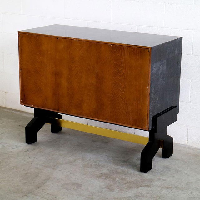 Two-Door Sideboard in Black Parchment, 1980s For Sale - Image 11 of 14