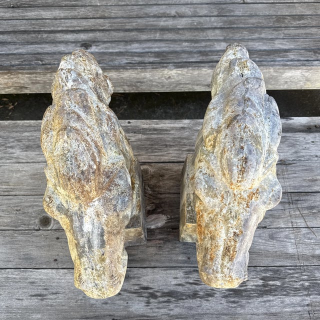 Late 20th Century Vintage French Cast Iron Equestrian Horse Head Statues - a Pair For Sale - Image 5 of 11