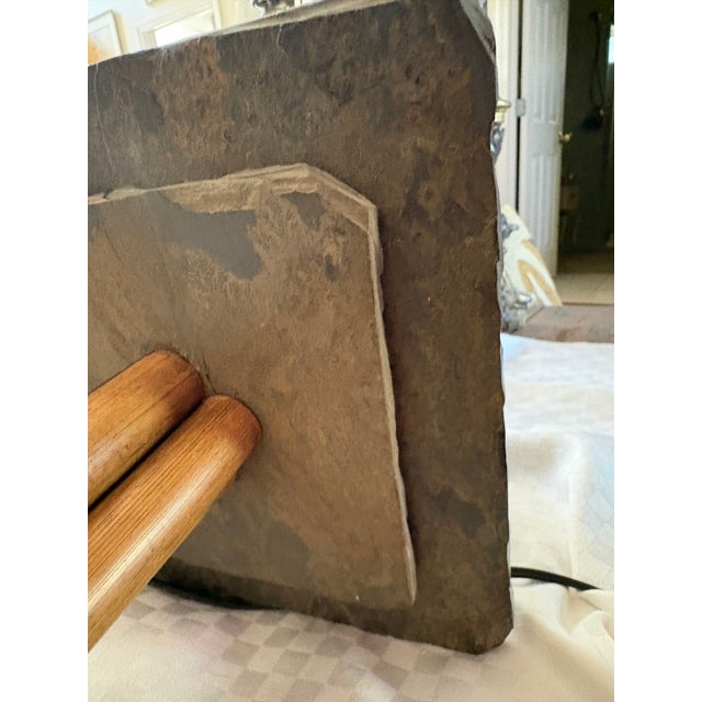 1950s Mid-Century Modern Bamboo and Slate Lamp For Sale - Image 18 of 18