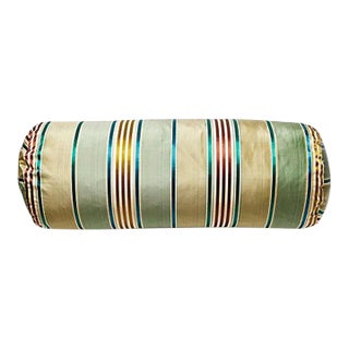 The House of Scalamandré Charlotte Stripe Bolster, Moss For Sale