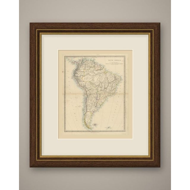 Original antique map of south america, a steel engraving colored by hand, with the lettered title "south america". The map...