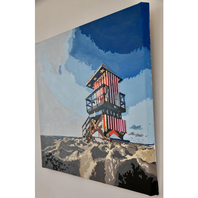 Carole Grandgirard, Miami Beach Lifeguard Stand, 2023, Oil on Canvas For Sale - Image 4 of 5