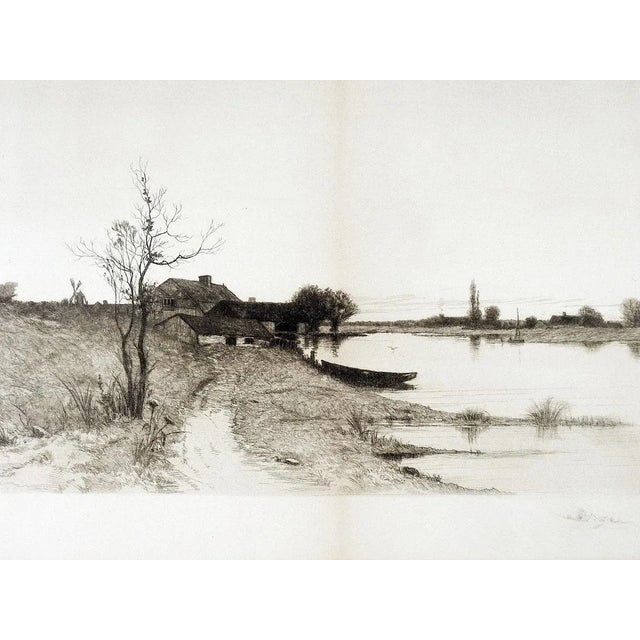 English Antique 1890 E. L. Field Lake Landscape Etching For Sale - Image 3 of 5