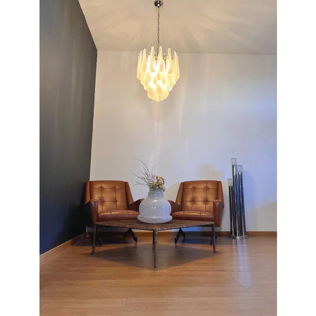 Italian Murano Glass Lattimo Petals Chandelier, 1990s For Sale - Image 8 of 18