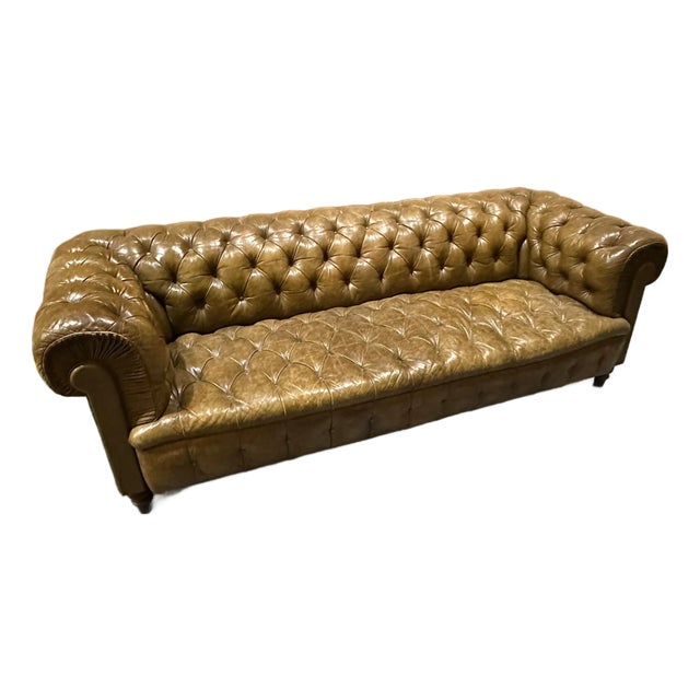 Vintage Tufted Leather Chesterfield Sofa For Sale