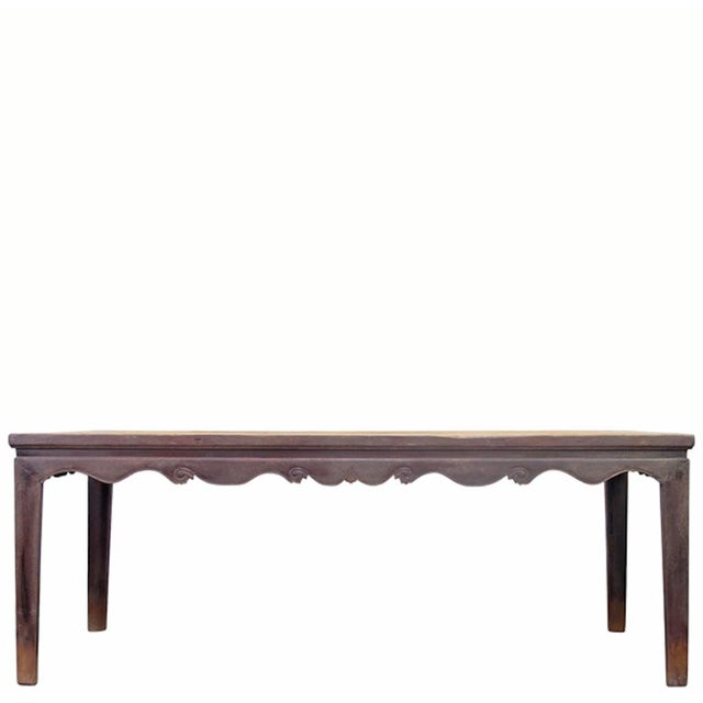 Wood Antique Elm 82" Long Dining Table For Sale - Image 7 of 11