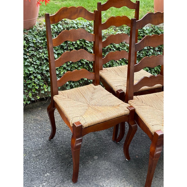 Farmhouse Late 20th Century French Farmhouse Ladderback Chairs - Set of 4 For Sale - Image 3 of 11