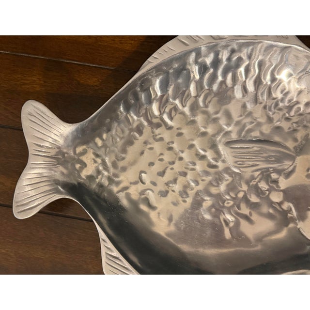Gemstone Vintage 1976 Arthur Court Cast Aluminum Fish Platter Carnelian Red Eye For Sale - Image 7 of 10