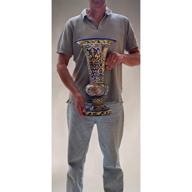 20th Century Funnel-Shaped Earthenware Vase from Nevers, 1890s For Sale - Image 8 of 10