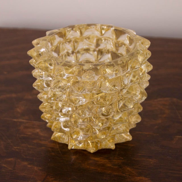 Italian Murano Glass Vase with Gold Leaf For Sale - Image 3 of 12
