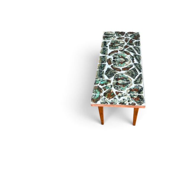 Mid-Century Modern Brecciated Marble Coffee Table With Copper Flat Moulding Frame For Sale - Image 12 of 17