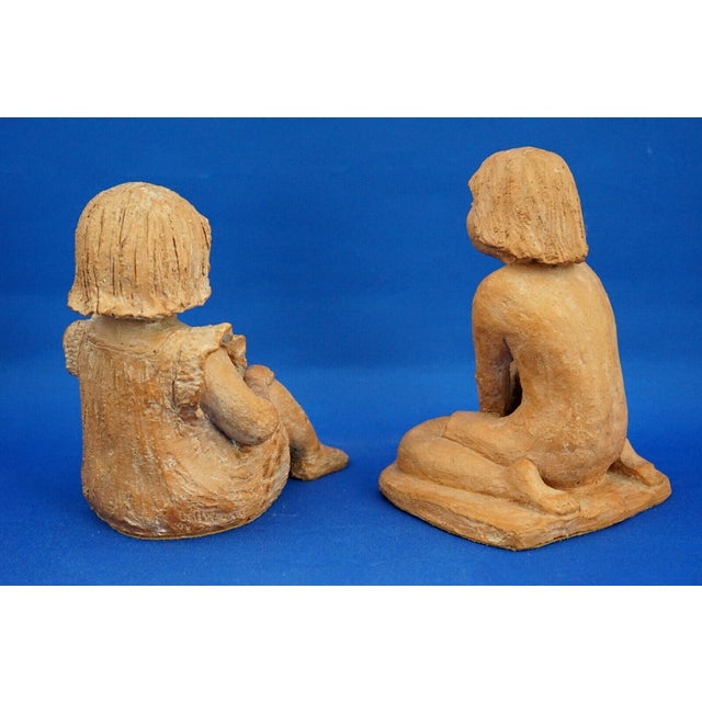 1990s Terracotta Sculptures of Girls by Rosetta Calligaris, 1996, Set of 2 For Sale - Image 5 of 18