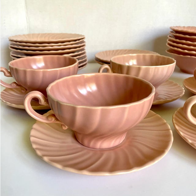 Mid-Century Modern 44 Pieces - 1940's Pink Franciscan Coronado Dinnerware and Serving Set For Sale - Image 3 of 13