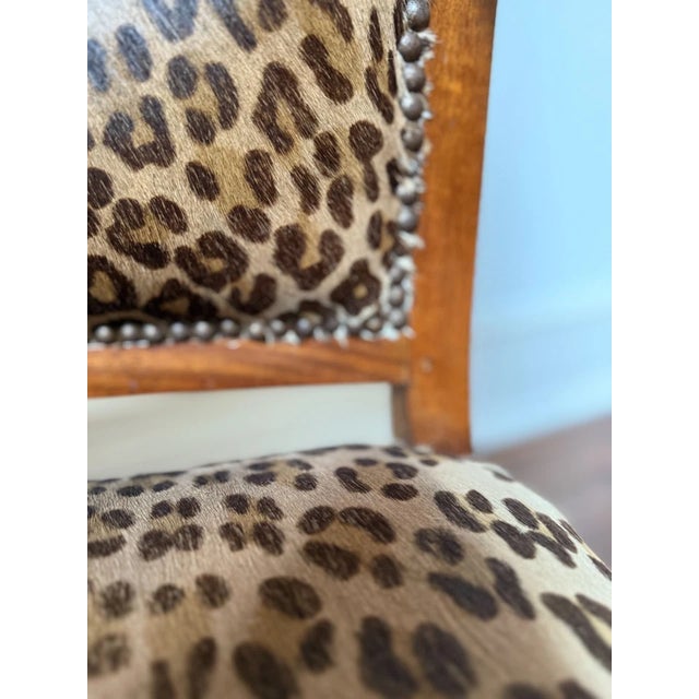 Mid 20th Century Empire Style Leopard Print Animal Hide Carved Wood Arm Chair For Sale - Image 11 of 13