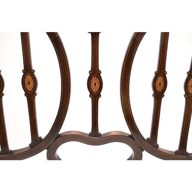 Brown Antique Inlaid Edwardian Settee, 1900 For Sale - Image 8 of 12