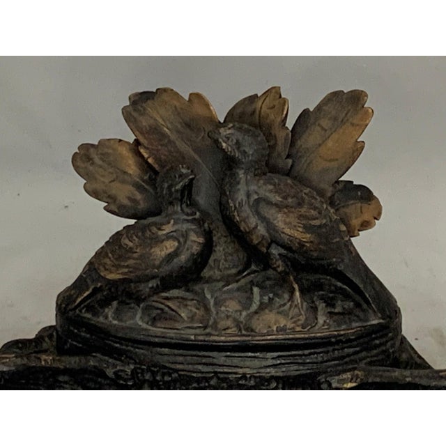 19th Century Black Forest Capercaillie Fowl Double Inkwell Stamp Box Pen Rest for your consideration. The black forest...