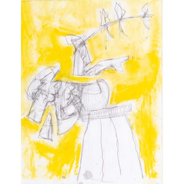 A mixed media drawing by the American artist James L. Bruch (1942-2023). This abstract drawing depicts a houseplant-like...