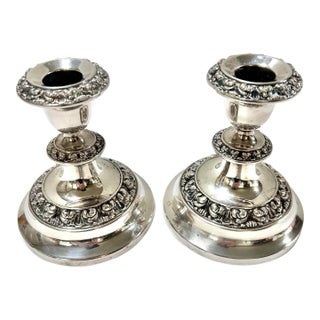 Vintage Silver Candlesticks – Lanthé England Silver Plate Candle Holders – Set of 2 For Sale