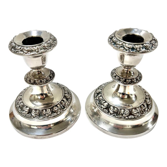 Vintage Silver Candlesticks – Lanthé England Silver Plate Candle Holders – Set of 2 For Sale