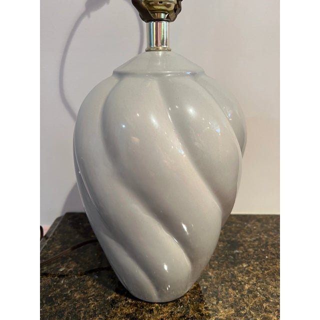 1980s 1980 Grey Ceramic Swirl Table Lamp For Sale - Image 5 of 6