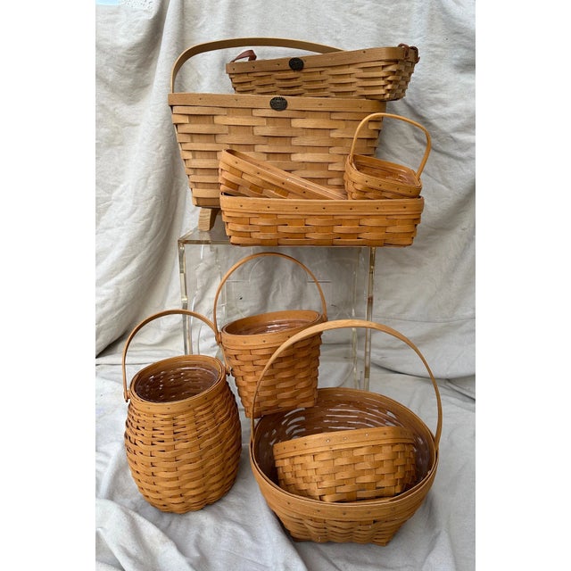 American Vintage Lot of 9 Peterboro/Longaberger Handwoven Baskets For Sale - Image 3 of 5