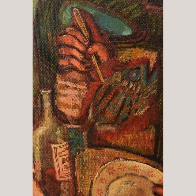 Edmundo Iniesta, Couple at Lunch, 1972, Oil Painting on Canvas, Framed For Sale - Image 9 of 13