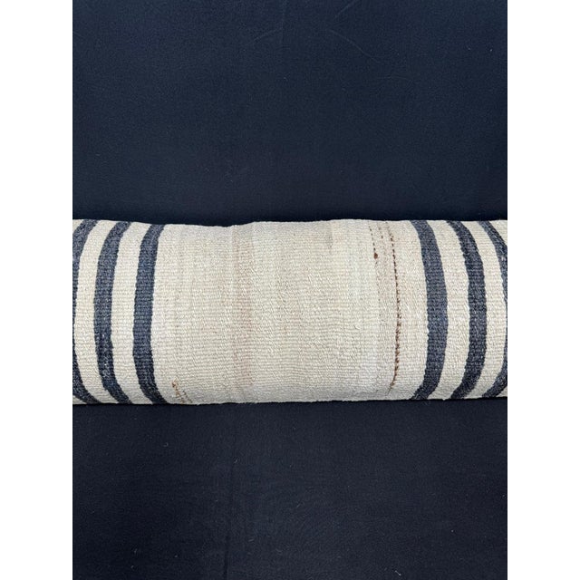 Contemporary Turkish Hemp Pillow Cushion Natural Beige Black Cushion Cover 12x46 For Sale - Image 3 of 4
