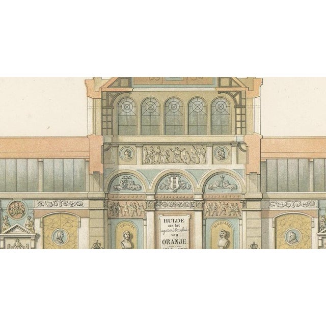 19th Century Leliman, Museum King Willem III, Elevation, Dutch Architecture Print, 1865, Paper For Sale - Image 5 of 12
