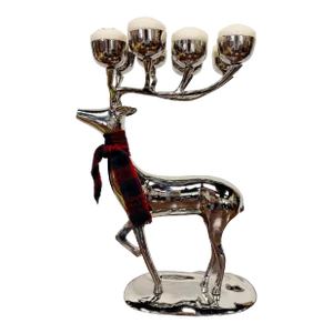 Vintage Polished Silver 10 Point Stag Deer Candelabra