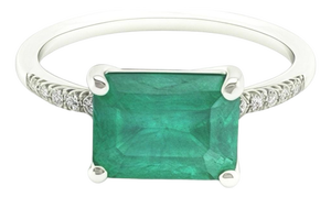 Natural Emerald Diamond Ring Size 6.5 14k Gold 1.95 TCW Certified