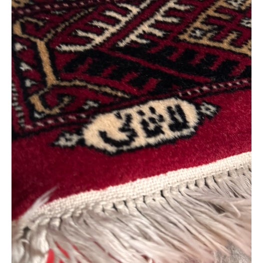Textile Hand-Knotted Persian Wool Rug 8'3" X 9'11" - Bokhara-Style Gul Pattern For Sale - Image 7 of 13